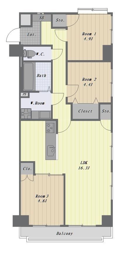 Bright 3LDK Apartment with Corner Unit and Renovations - Photo 1