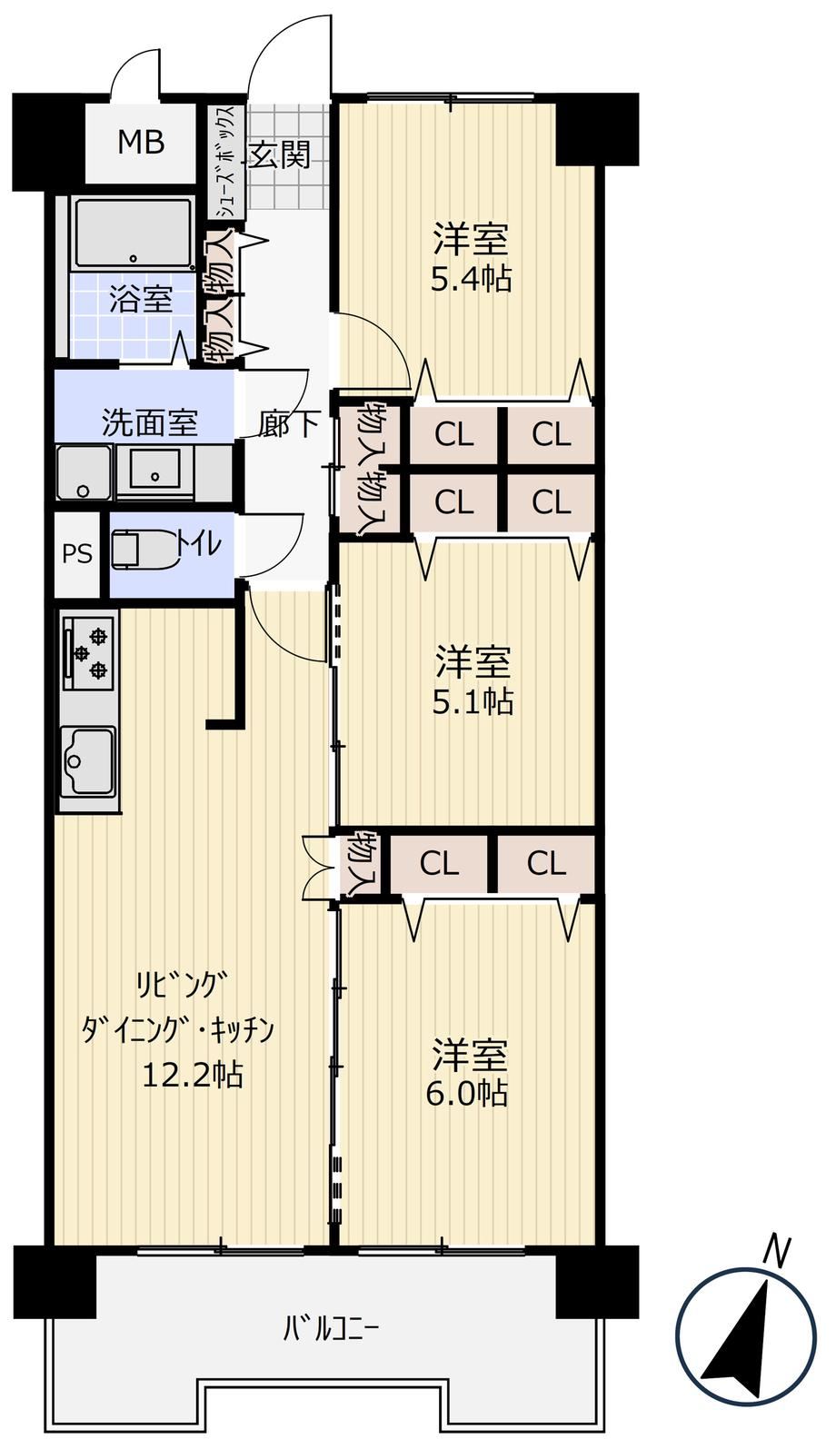 3LDK apartment in Matsuyama, Ehime - Photo 1